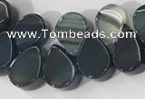 CAA3756 Top drilled 5*8mm flat teardrop line agate beads