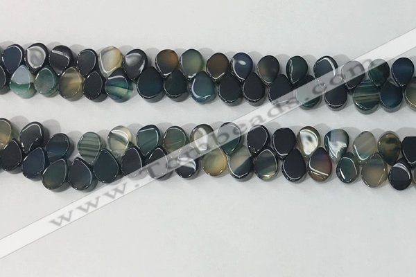 CAA3756 Top drilled 5*8mm flat teardrop line agate beads