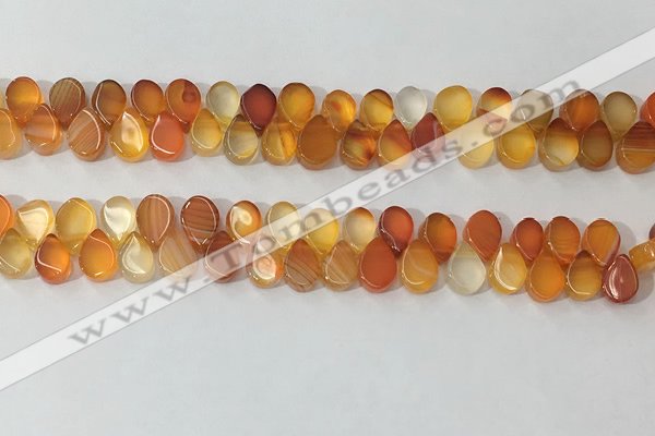 CAA3757 Top drilled 5*8mm flat teardrop line agate beads