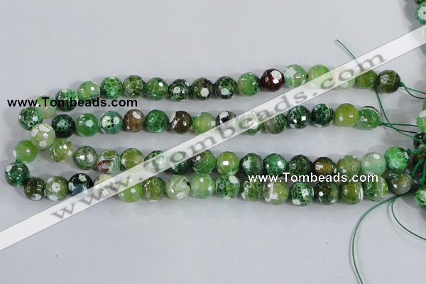 CAA376 15.5 inches 10mm faceted round fire crackle agate beads