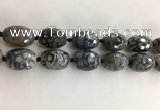 CAA3799 15*25mm - 18*28mm faceted rice dragon veins agate beads