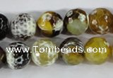 CAA381 15.5 inches 12mm faceted round fire crackle agate beads