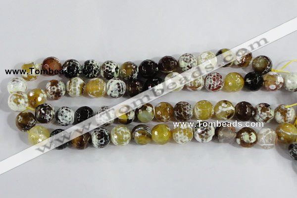 CAA381 15.5 inches 12mm faceted round fire crackle agate beads