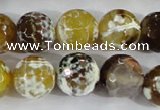 CAA382 15.5 inches 14mm faceted round fire crackle agate beads