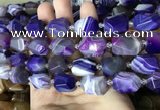 CAA3825 13*17mm - 18*22mm faceted nuggets line agate beads