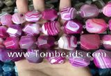 CAA3826 13*17mm - 18*22mm faceted nuggets line agate beads