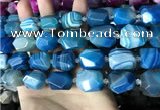 CAA3827 13*17mm - 18*22mm faceted nuggets line agate beads