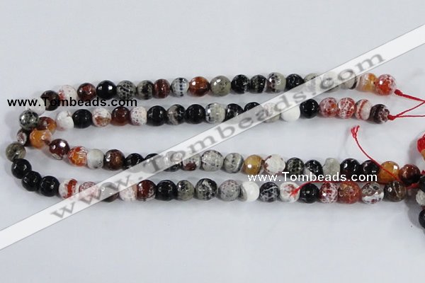 CAA383 15.5 inches 6mm faceted round fire crackle agate beads