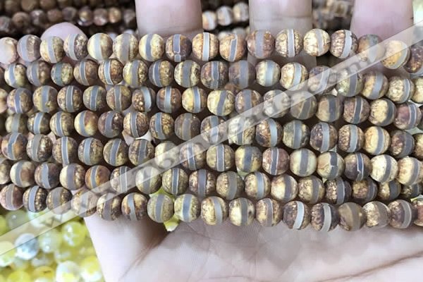 CAA3841 15 inches 6mm round tibetan agate beads wholesale
