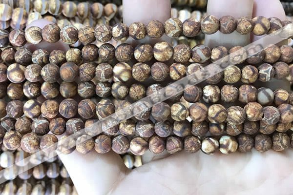 CAA3845 15 inches 6mm round tibetan agate beads wholesale