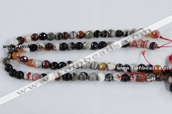 CAA385 15.5 inches 10mm faceted round fire crackle agate beads