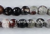 CAA386 15.5 inches 12mm faceted round fire crackle agate beads