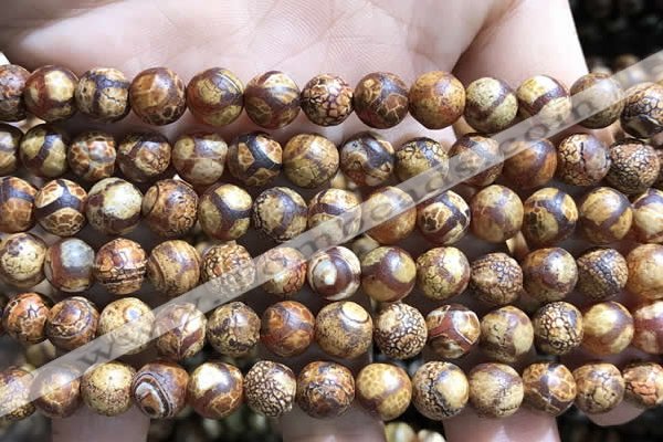 CAA3864 15 inches 8mm round tibetan agate beads wholesale