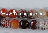 CAA387 15.5 inches 14mm faceted round fire crackle agate beads