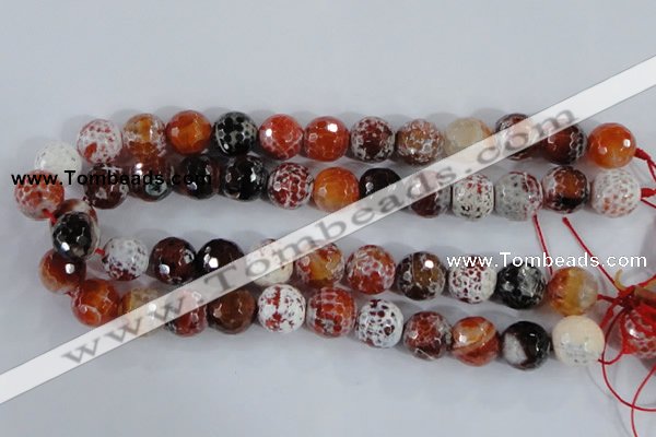 CAA387 15.5 inches 14mm faceted round fire crackle agate beads