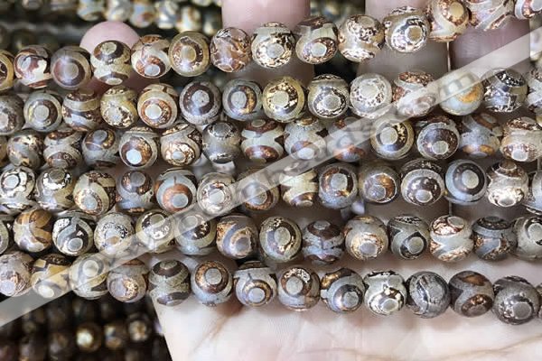 CAA3870 15 inches 8mm round tibetan agate beads wholesale