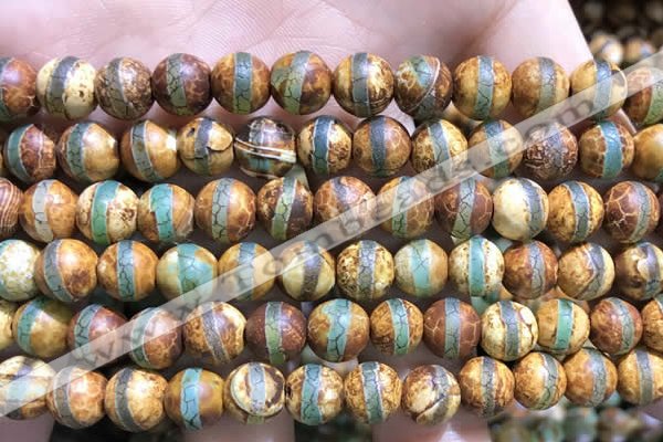 CAA3876 15 inches 8mm round tibetan agate beads wholesale