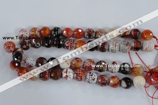 CAA388 15.5 inches 16mm faceted round fire crackle agate beads