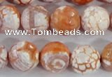 CAA391 15.5 inches 14mm faceted round fire crackle agate beads