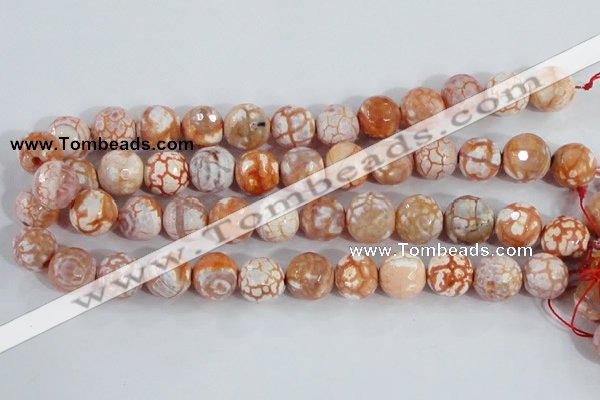 CAA391 15.5 inches 14mm faceted round fire crackle agate beads