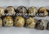 CAA396 15.5 inches 14mm round fire crackle agate beads wholesale