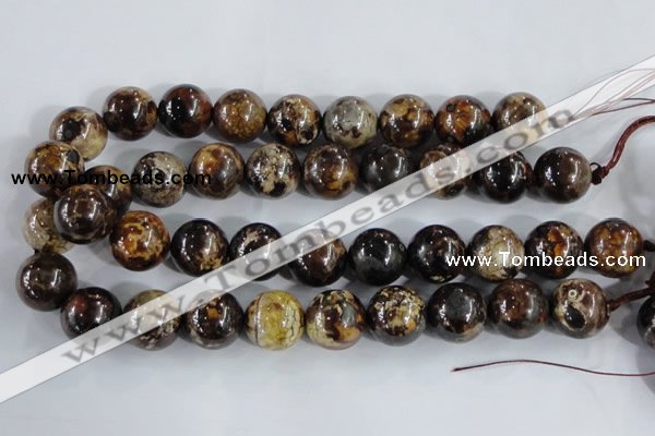 CAA397 15.5 inches 16mm round fire crackle agate beads wholesale