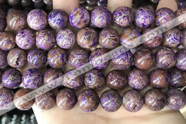 CAA4005 15.5 inches 14mm round purple crazy lace agate beads