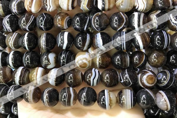 CAA4021 15.5 inches 12mm round line agate beads wholesale