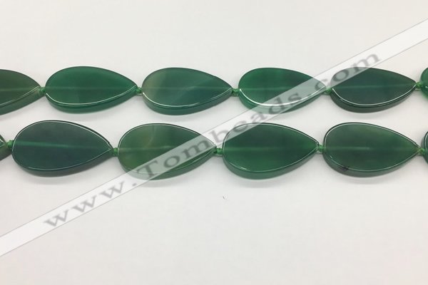 CAA4069 15.5 inches 30*50mm flat teardrop green agate gemstone beads