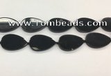 CAA4071 15.5 inches 30*50mm flat teardrop black agate gemstone beads