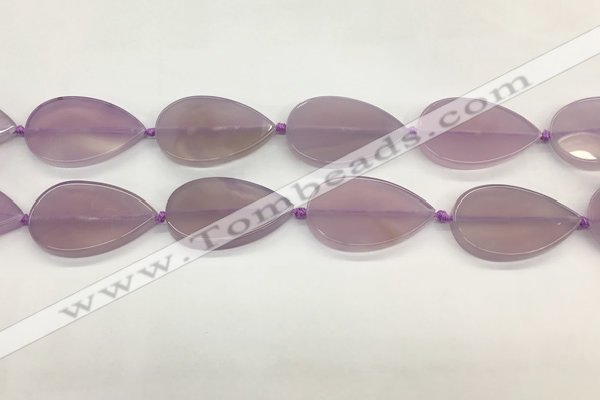 CAA4076 15.5 inches 30*50mm flat teardrop purple agate gemstone beads