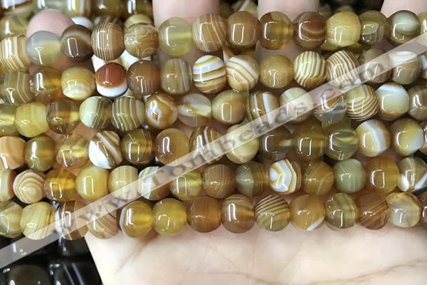 CAA4140 15.5 inches 8mm pumpkin line agate beads wholesale