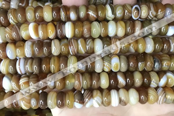 CAA4146 15.5 inches 5*10mm rondelle line agate beads wholesale