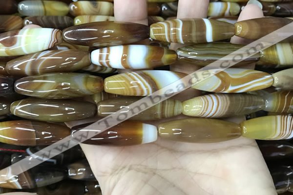 CAA4167 15.5 inches 10*30mm rice line agate beads wholesale