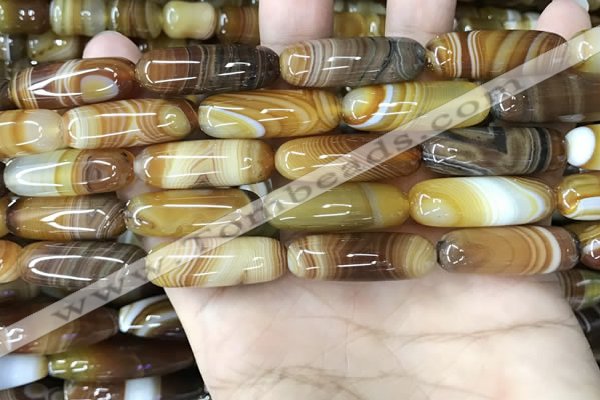 CAA4173 15.5 inches 10*30mm rice line agate beads wholesale