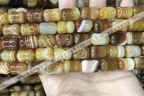 CAA4192 15.5 inches 11*15mm drum line agate gemstone beads