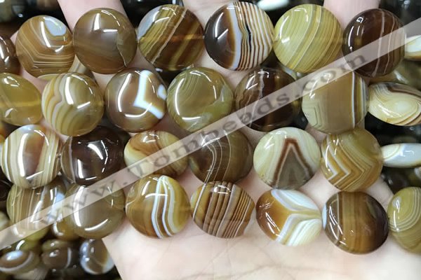 CAA4206 15.5 inches 18mm flat round line agate beads wholesale