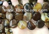 CAA4207 15.5 inches 20mm flat round line agate beads wholesale