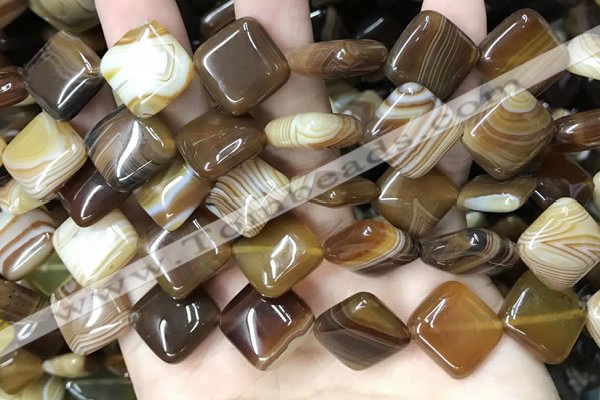 CAA4234 15.5 inches 16*16mm diamond line agate beads wholesale