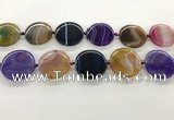 CAA4300 15.5 inches 30mm flat round line agate beads wholesale