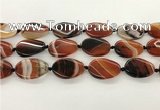 CAA4301 15.5 inches 25*30mm twisted oval line agate beads