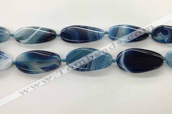 CAA4312 15.5 inches 25*45mm twisted oval line agate beads