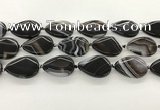 CAA4318 15.5 inches 25*35mm twisted flat teardrop line agate beads