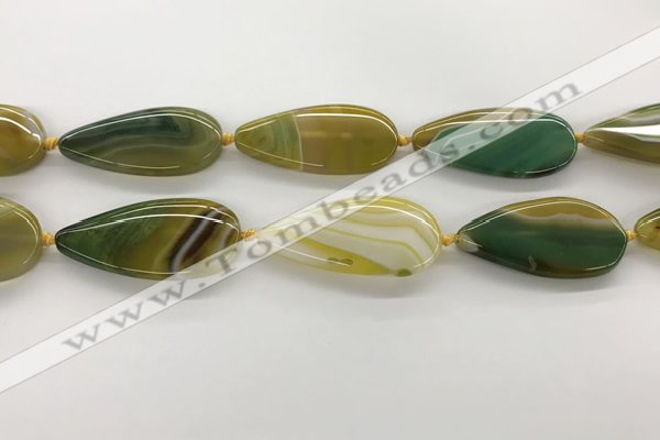 CAA4326 15.5 inches 25*50mm flat teardrop line agate beads