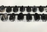 CAA4369 Top drilled 20*30mm freeform black banded agate beads