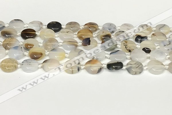 CAA4384 15.5 inches 14mm flat round Montana agate beads