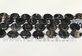 CAA4396 15.5 inches 20mm flat round black banded agate beads