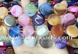 CAA4406 15.5 inches 20mm flat round agate druzy geode beads