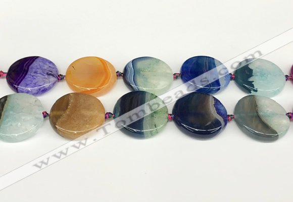 CAA4429 15.5 inches 30mm flat round agate druzy geode beads