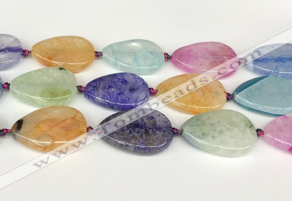 CAA4438 15.5 inches 25*35mm flat teardrop agate druzy geode beads